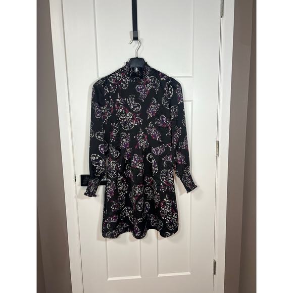 NEW Loft Womens Paisley Smocked‎ Flare Long Sleeve Dress Size 4 Small Spring - Picture 6 of 11